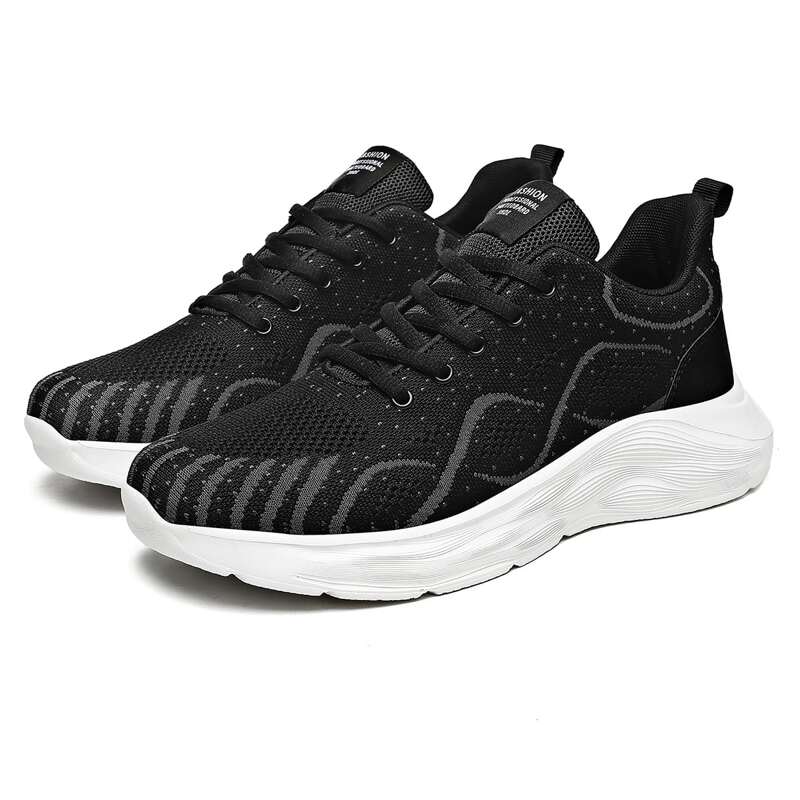 

Guys Scallop Lace-up Knit Sneakers, Black