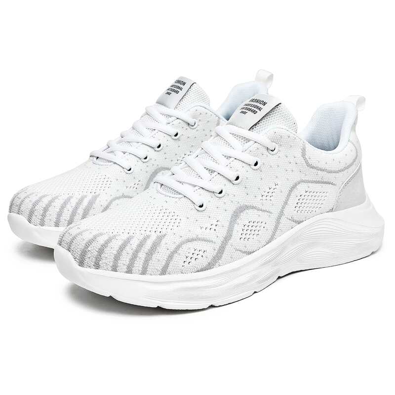 

Guys Scallop Lace-up Knit Sneakers, White