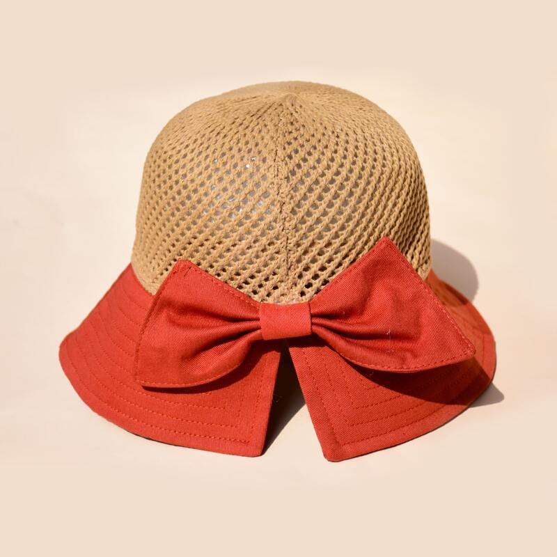 

Bow Knot Decor Straw Hat, Khaki