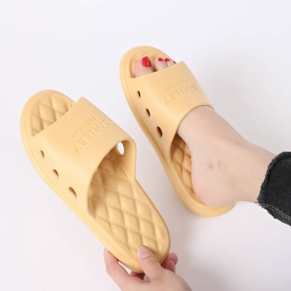 

Letter Embossed Hollow Out Slides, Yellow