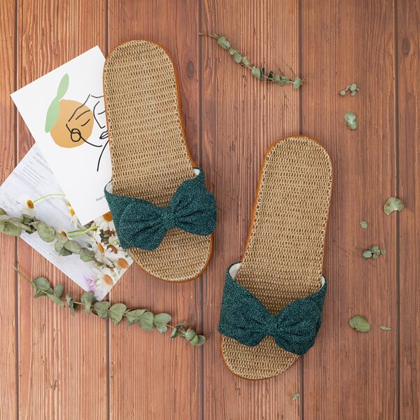 

Bow Decor Espadrille Slides, Green