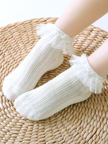 小女童荷葉邊襪子 - 白色 - 查看 1