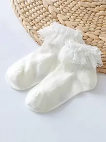 小女童荷葉邊襪子 - 白色 - 查看 3