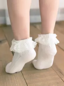 小女童荷葉邊襪子 - 白色 - 查看 4