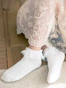 小女童荷葉邊襪子 - 白色 - 查看 5
