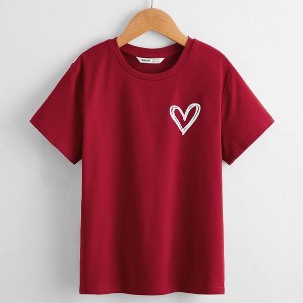 

Boys Heart Print Tee, Burgundy