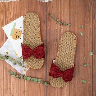 Bow Decor Espadrille Slides