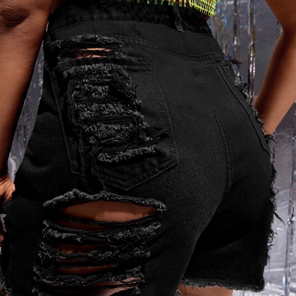 

Plus Size Denim Shorts, Black