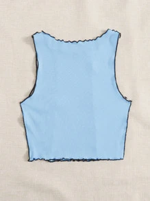 SHEIN Qutie Top tank ribete en forma de lechuga de color combinado de rayas - Multicolor - Ver 2