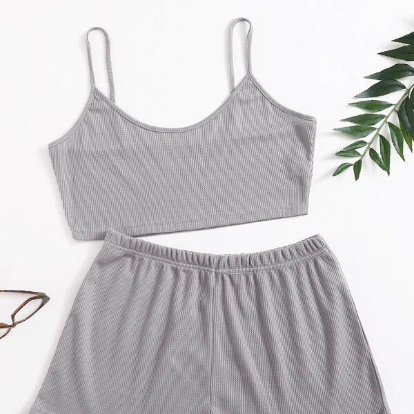 

Plus Solid Cami PJ Set, Grey