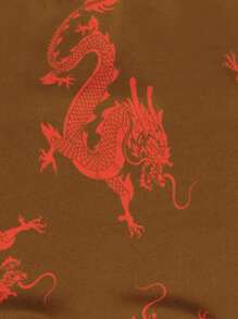 SHEIN Unity Chinese Dragon Print Crop Cami Top - Brown - View 4