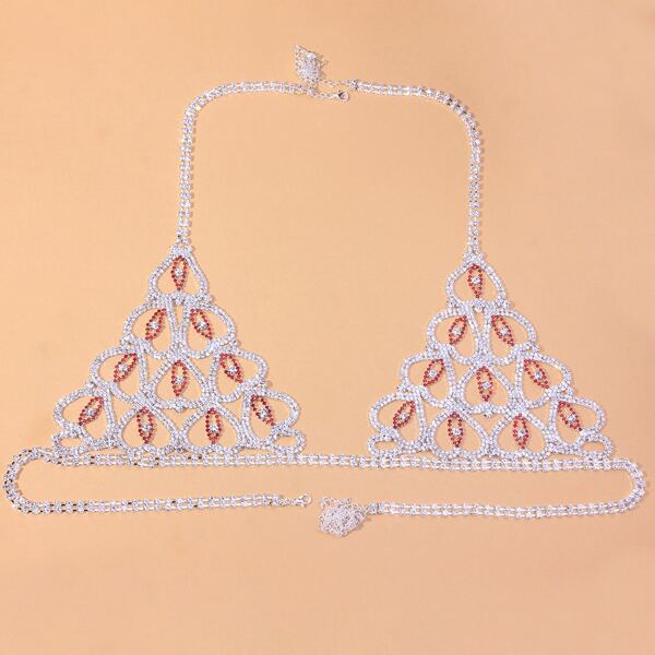

Rhinestone Decor Body Chain, Silver