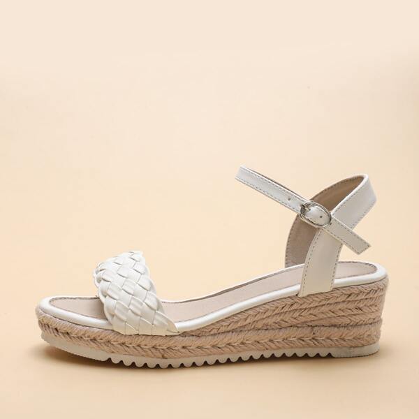 

Woven Band Espadrille Wedge Sandals, White