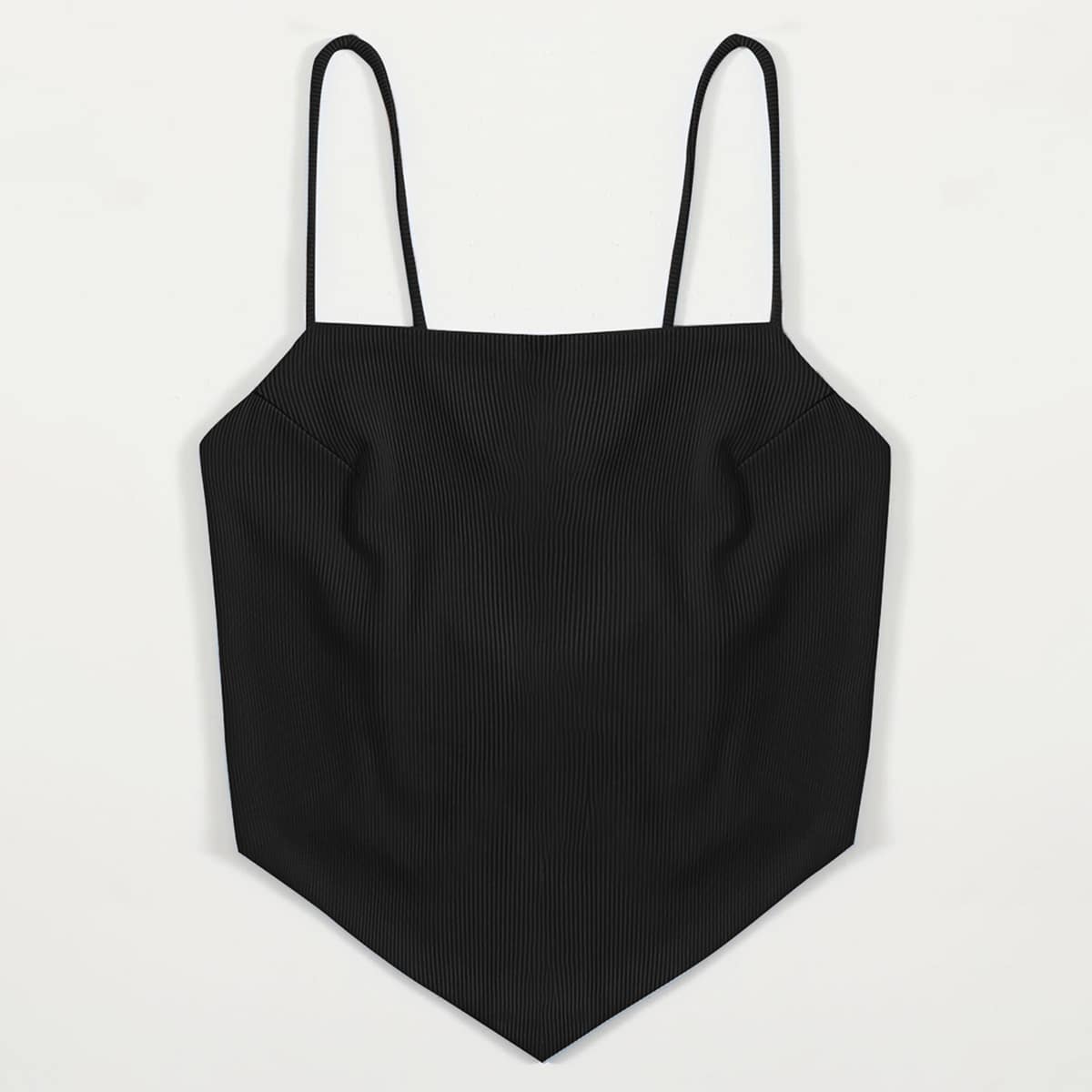 

Solid Lace Up Bandana Crop Cami, Black