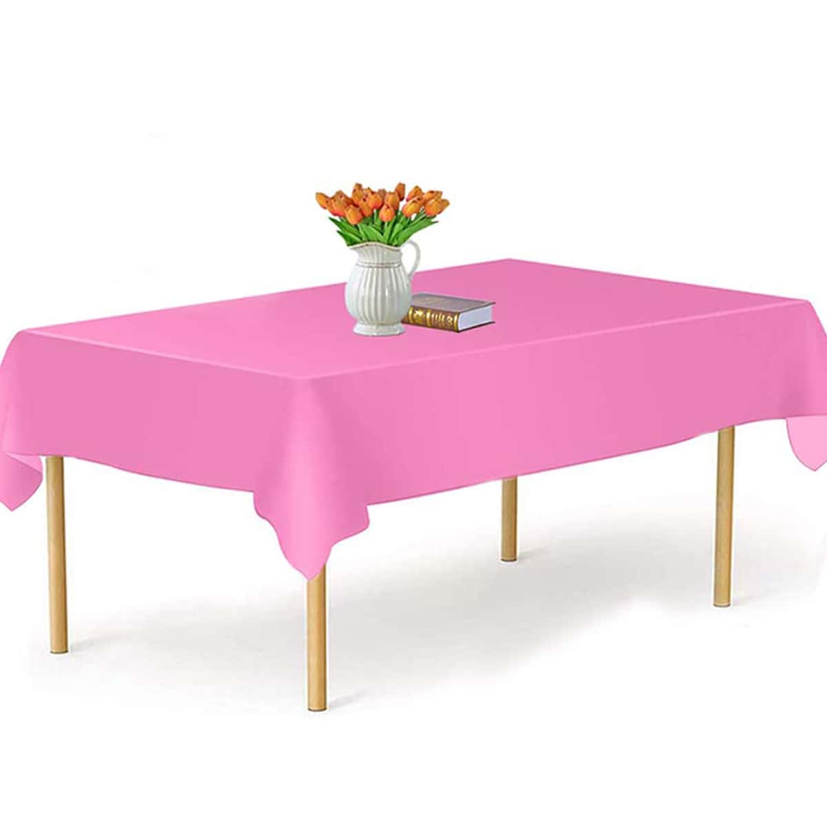 

1pc Solid Color Disposable Tablecloth, Pink