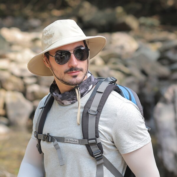 

Men Sun Protection Bucket Hat, Beige