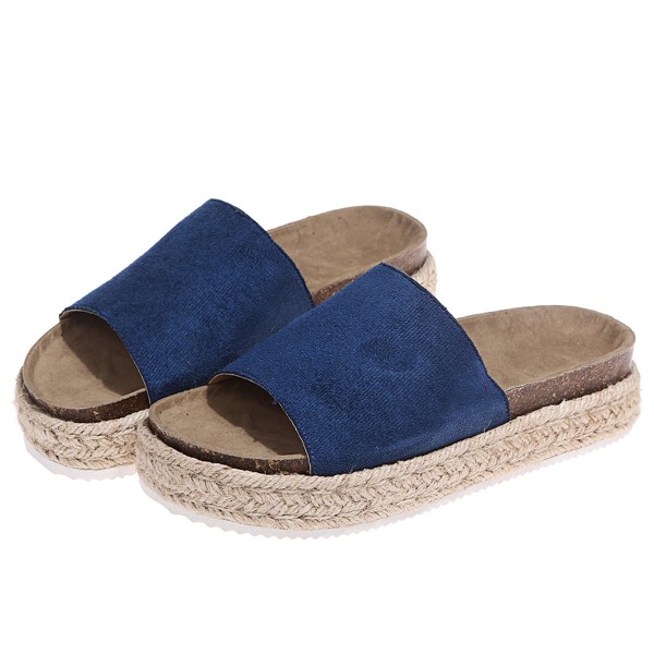 

Open Toe Espadrille Flatform Mules, Blue