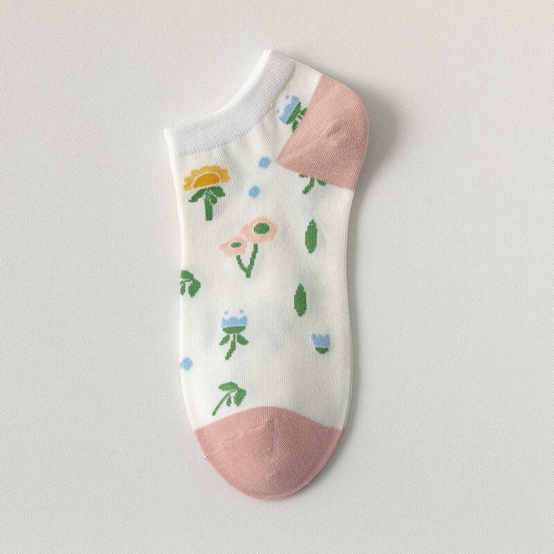 

1pair Floral Ankle Socks, Multicolor
