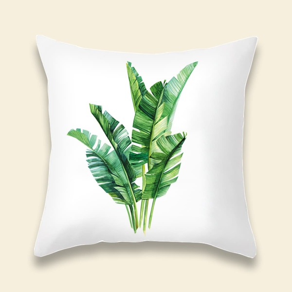 

Leaf Print Cushion Cover Without Filler, Multicolor