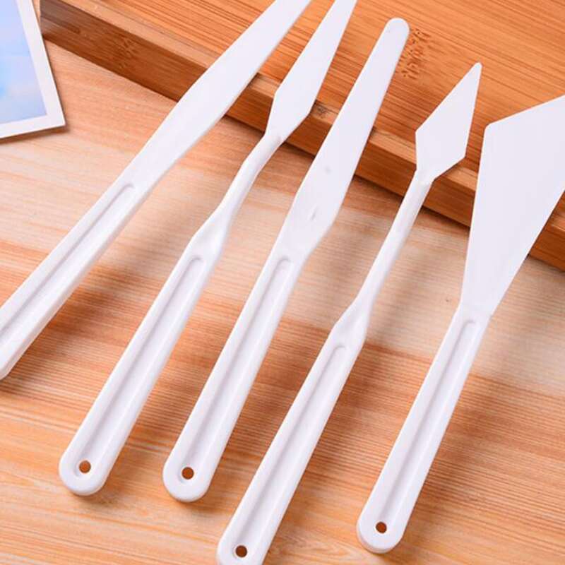 

6pcs Art Spatula & 1pc Plastic Palette Set, White