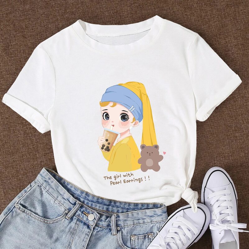 

Letter Figure & Cartoon Graphic Tee, White