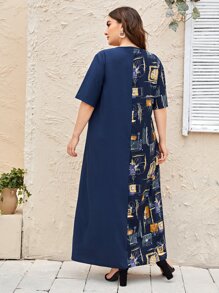 Mulvari Plus Floral Print Pocket Patched Dress - Multicolor - View 2