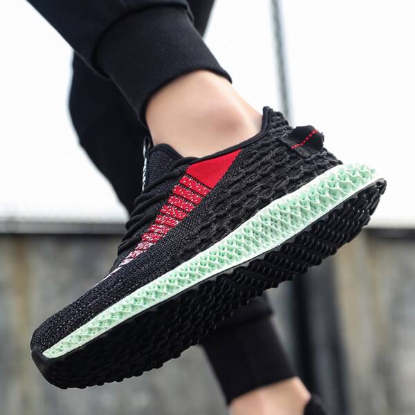 

Men Letter Patch Lace-up Decor Sneakers, Black