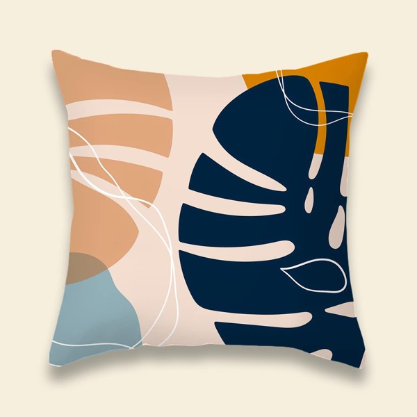 

Leaf Print Cushion Cover Without Filler, Multicolor