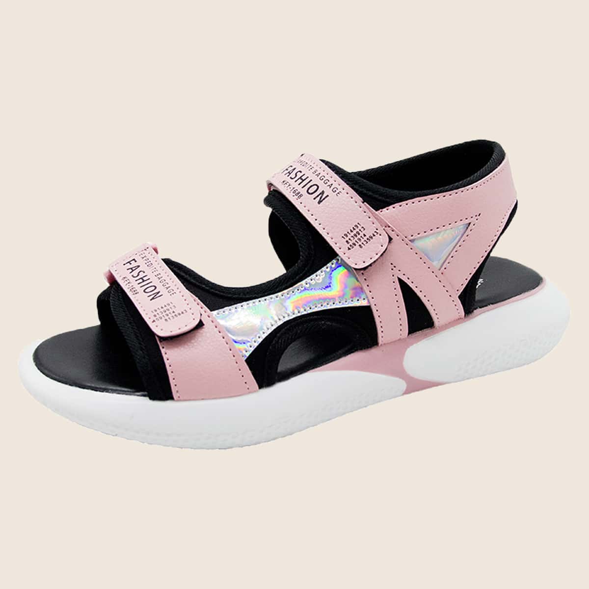 

Holographic Letter Sport Sandals, Baby pink