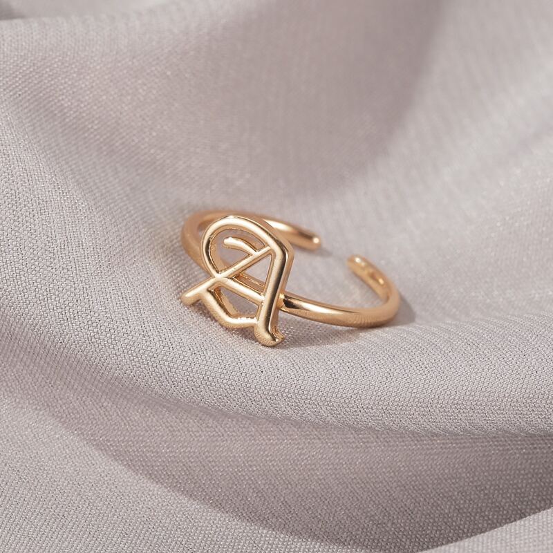 

1pc Letter Design Ring, Gold