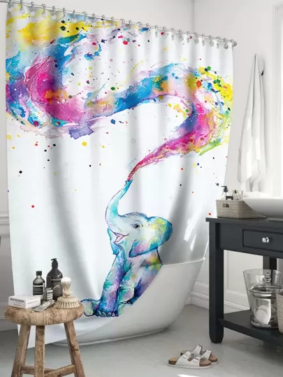 Elephant Print Shower Curtain Shein Eur Elephant Print Shower Curtain Shein Eur, Unusual Shower Curtains