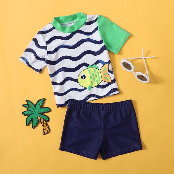 

Toddler Boys Chevron Graphic Shorts Swimsuit, Multicolor