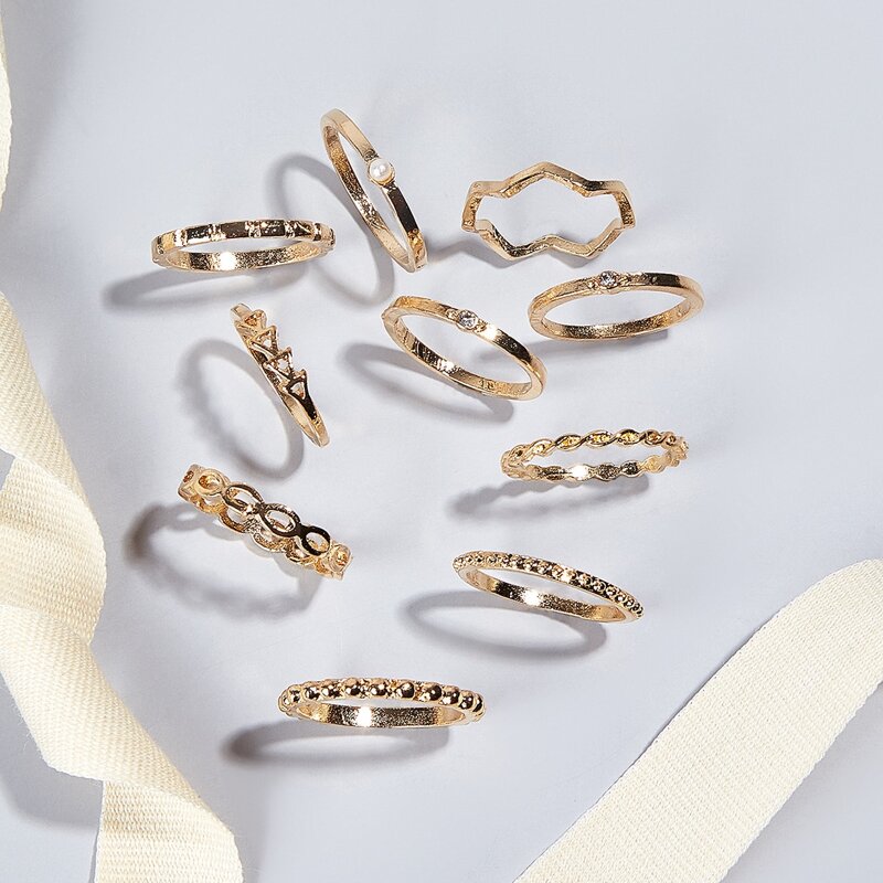

10pcs Simple Ring, Gold