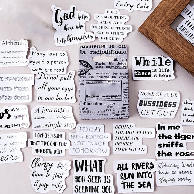 

46pcs English Newspaper Sticker, Multicolor