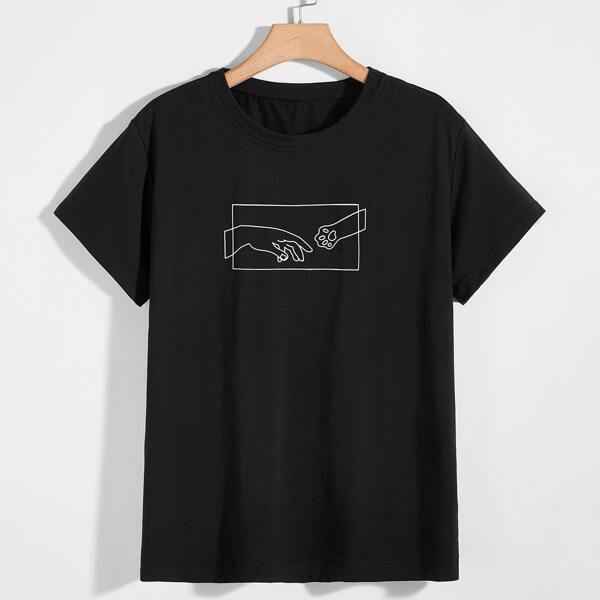 

Men Cartoon & Figure Graphic Tee, Black