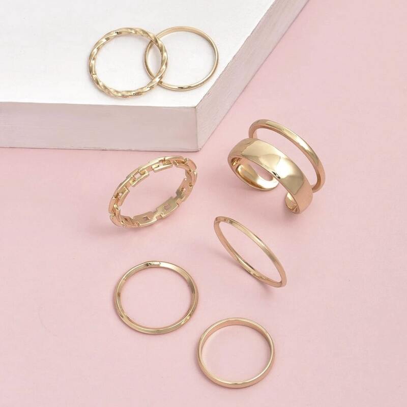 

7pcs Simple Ring, Gold