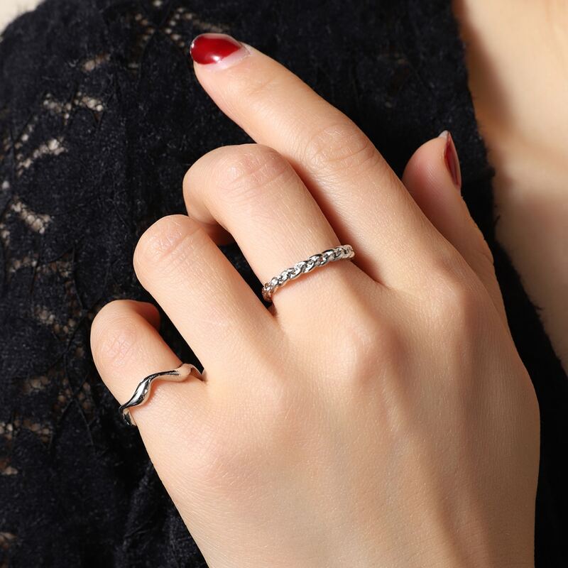 

2pcs Simple Ring, Antique silver