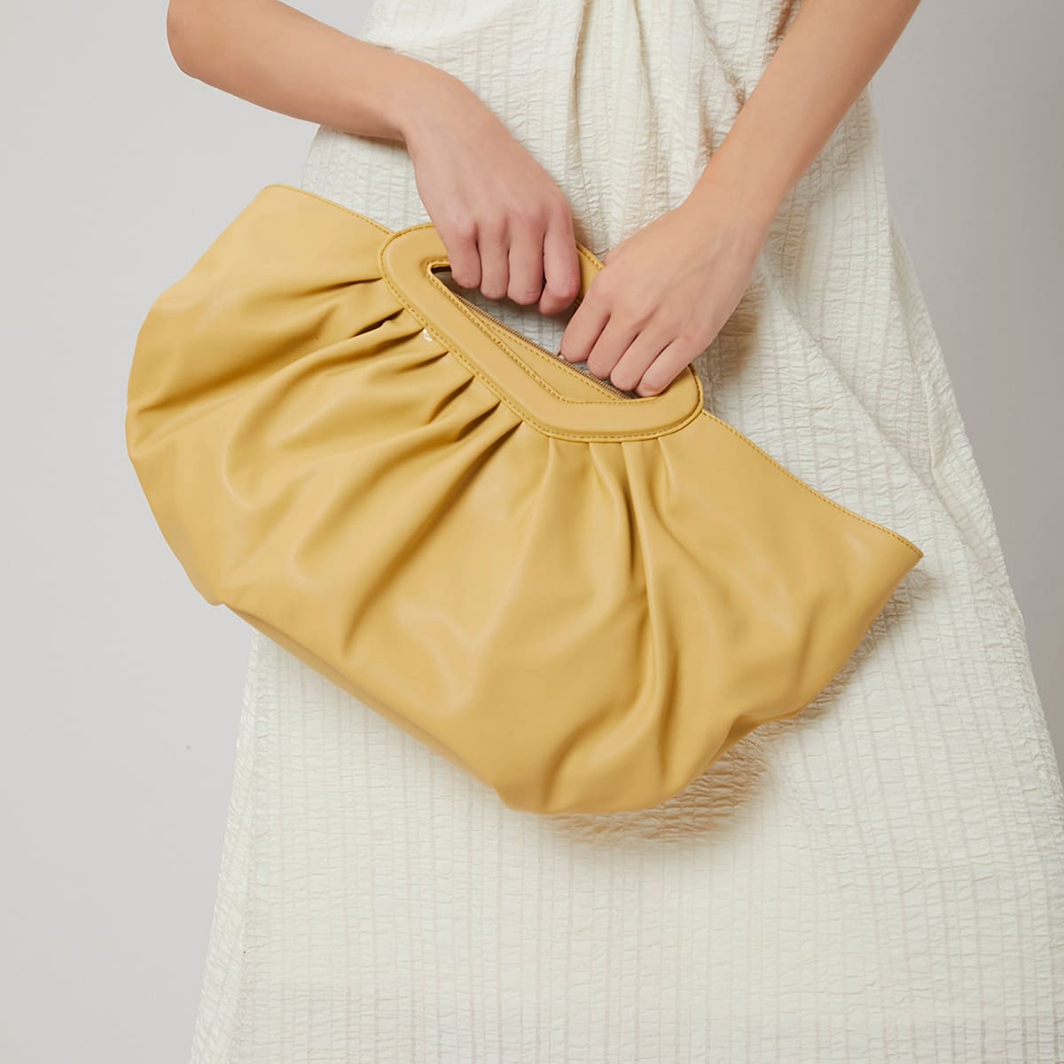 

Ruched Tote Bag, Yellow