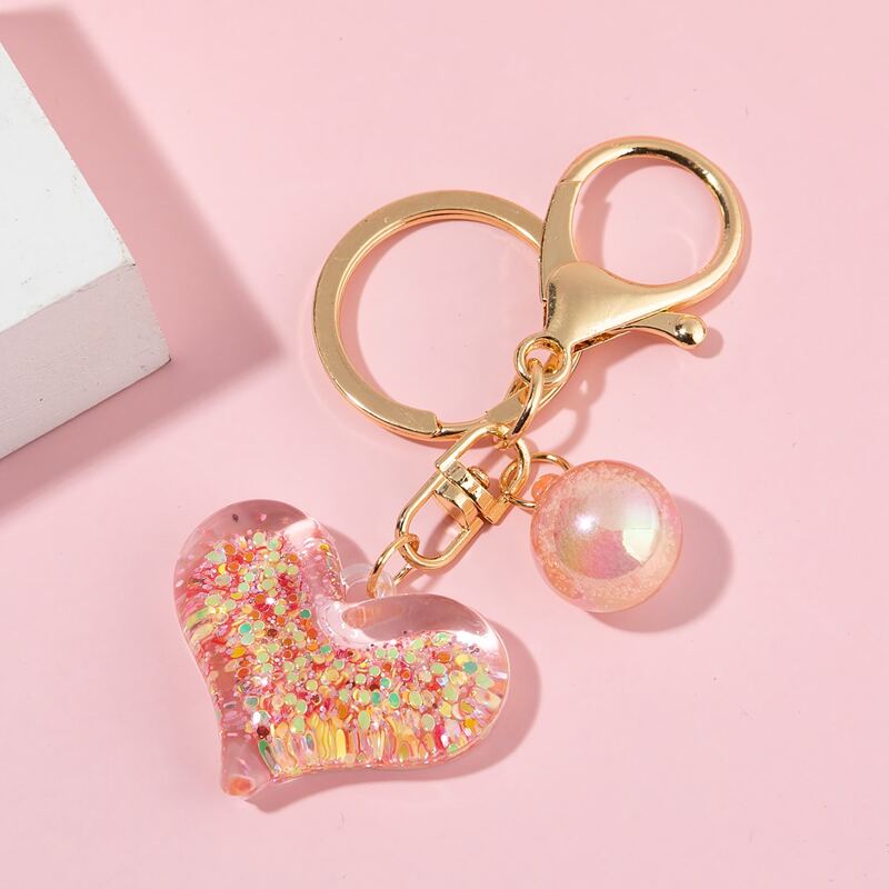 

Heart Design Keychain, Pink