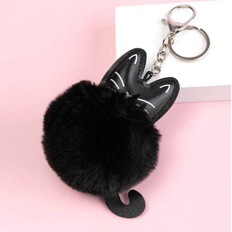 

Pom-pom Design Keychain, Black