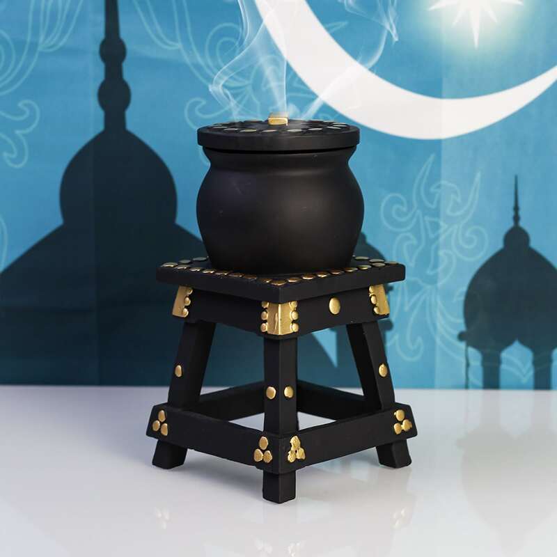 

1pc Pot Design Incense Burner, Black