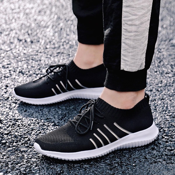 

Men Lace Up Decor Breathable Running Shoes, Black