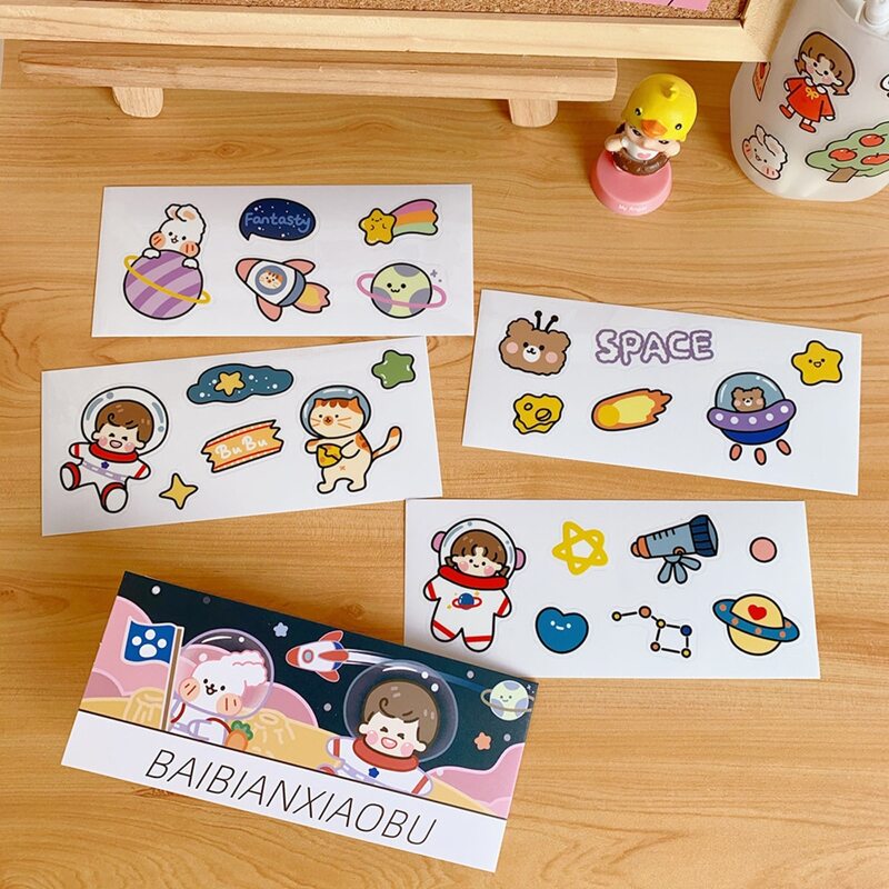 

4sheet Cartoon Figure Sticker, Multicolor