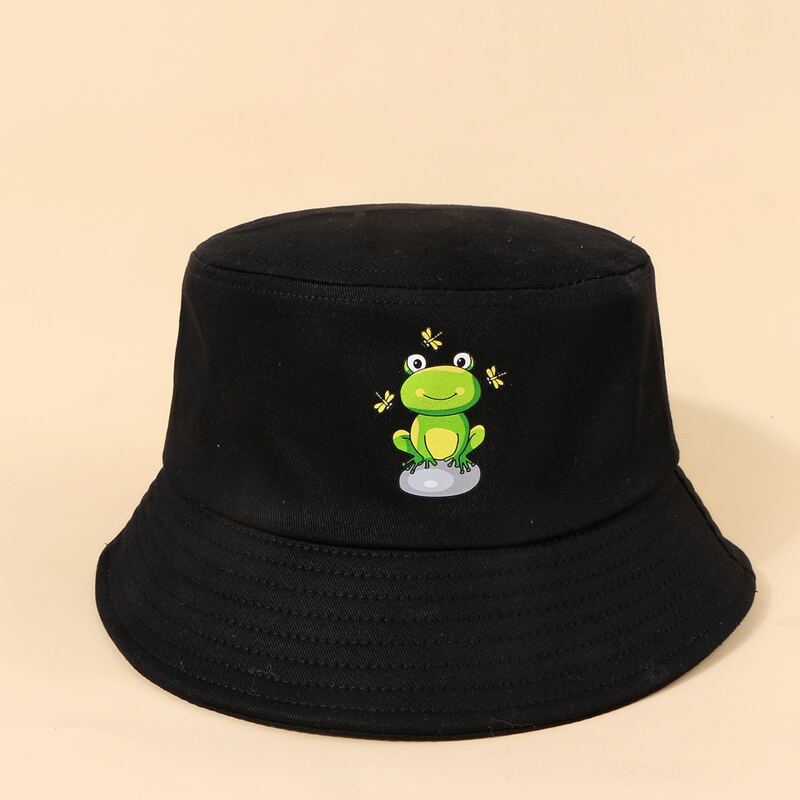 

Cartoon Frog Bucket Hat, Black