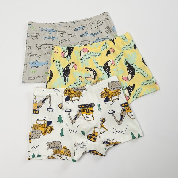 

Toddler Boys 3pcs Cartoon Graphic Underwear, Multicolor