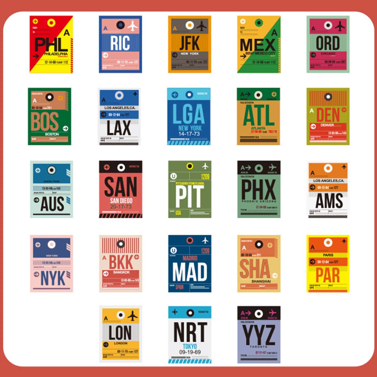 

46pcs Air Ticket Sticker, Multicolor
