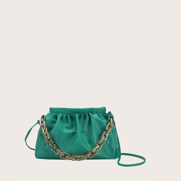 

Chain Ruched Bag, Green