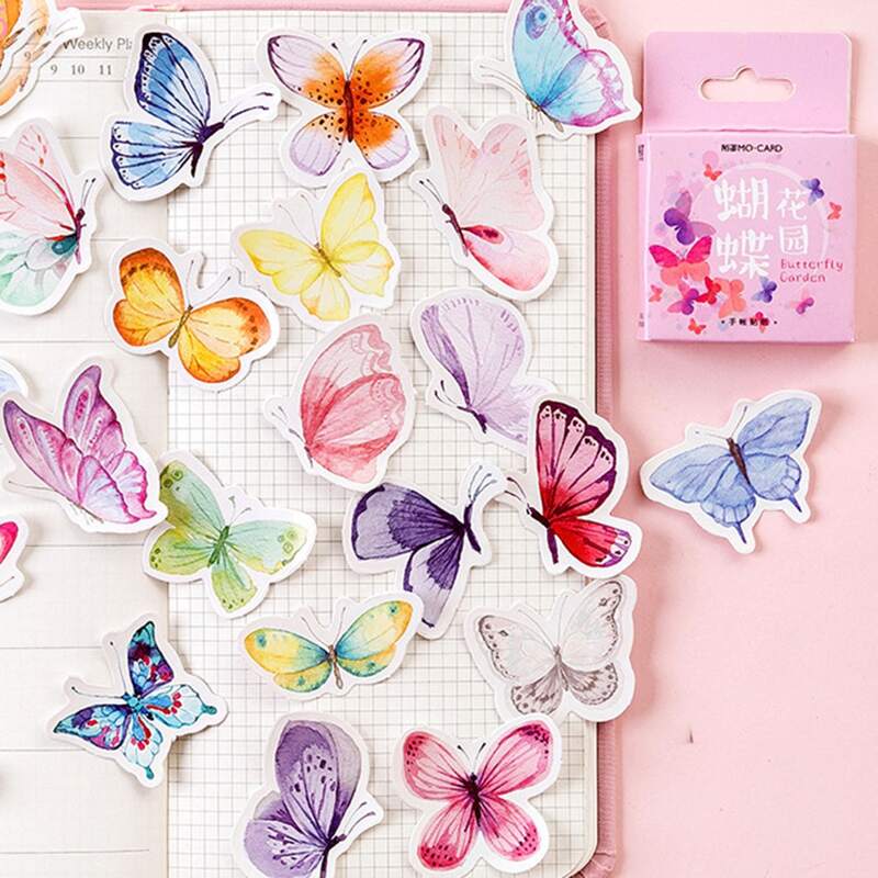 

46pcs Butterfly Print Sticker, Multicolor
