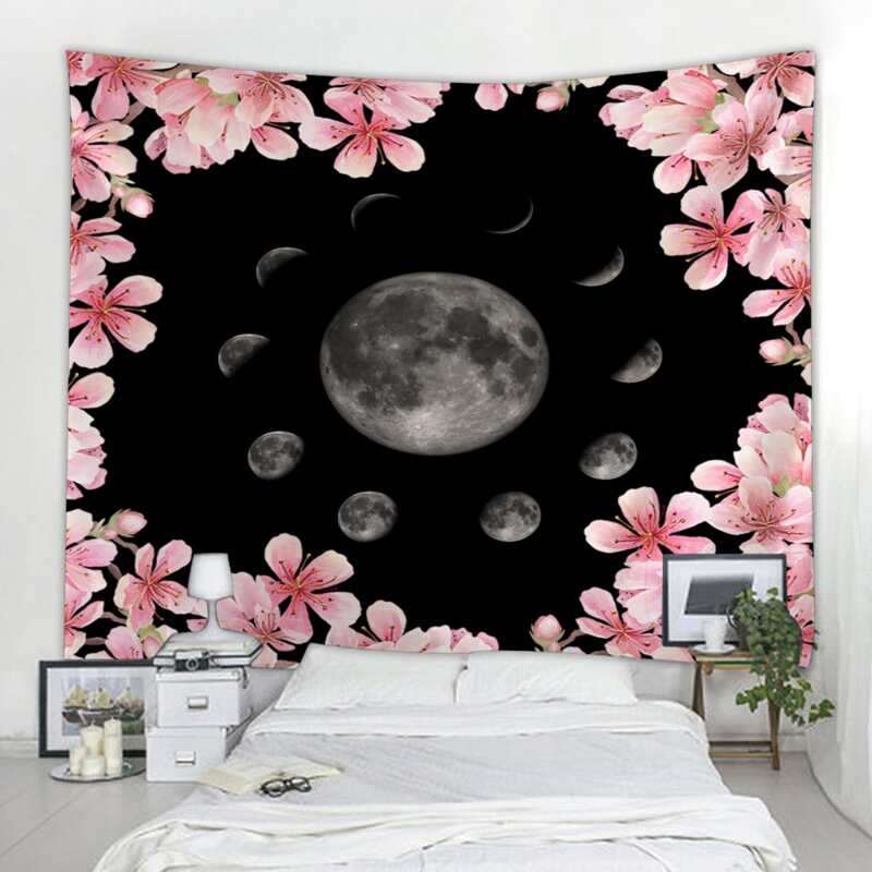 

Flower & Moon Print Tapestry, Multicolor