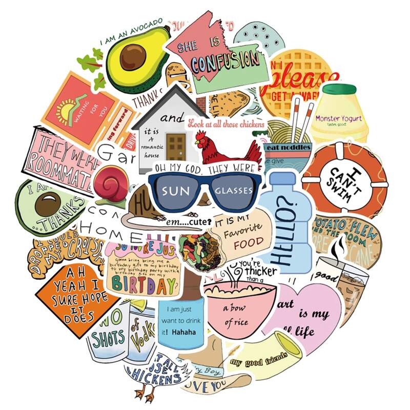 

50pcs Letter Graphic Sticker, Multicolor